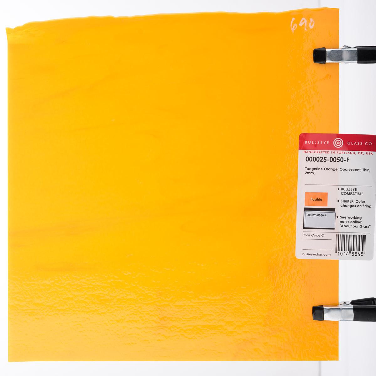 Tangerine Orange Opalescent, Thin-rolled, 2 mm, Fusible
