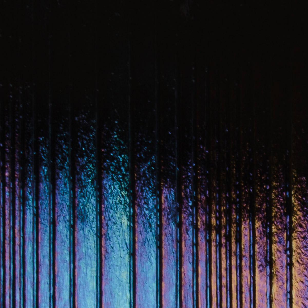 Black Opalescent, Thin, Accordion Texture, Iridescent, rainbow, 2 mm, Fusible