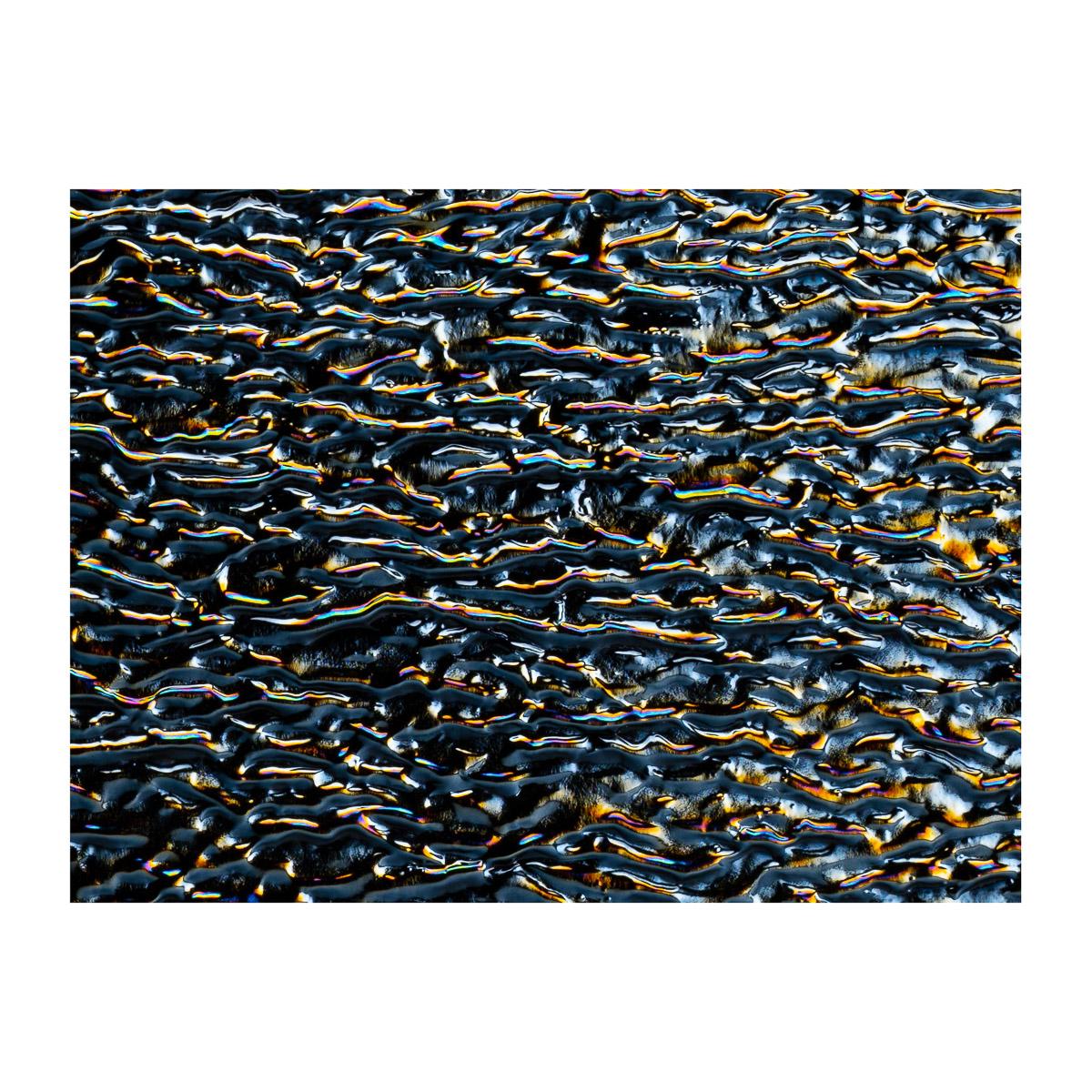 Black Opalescent, Ripple, Rainbow Iridescent, 3 mm, Fusible