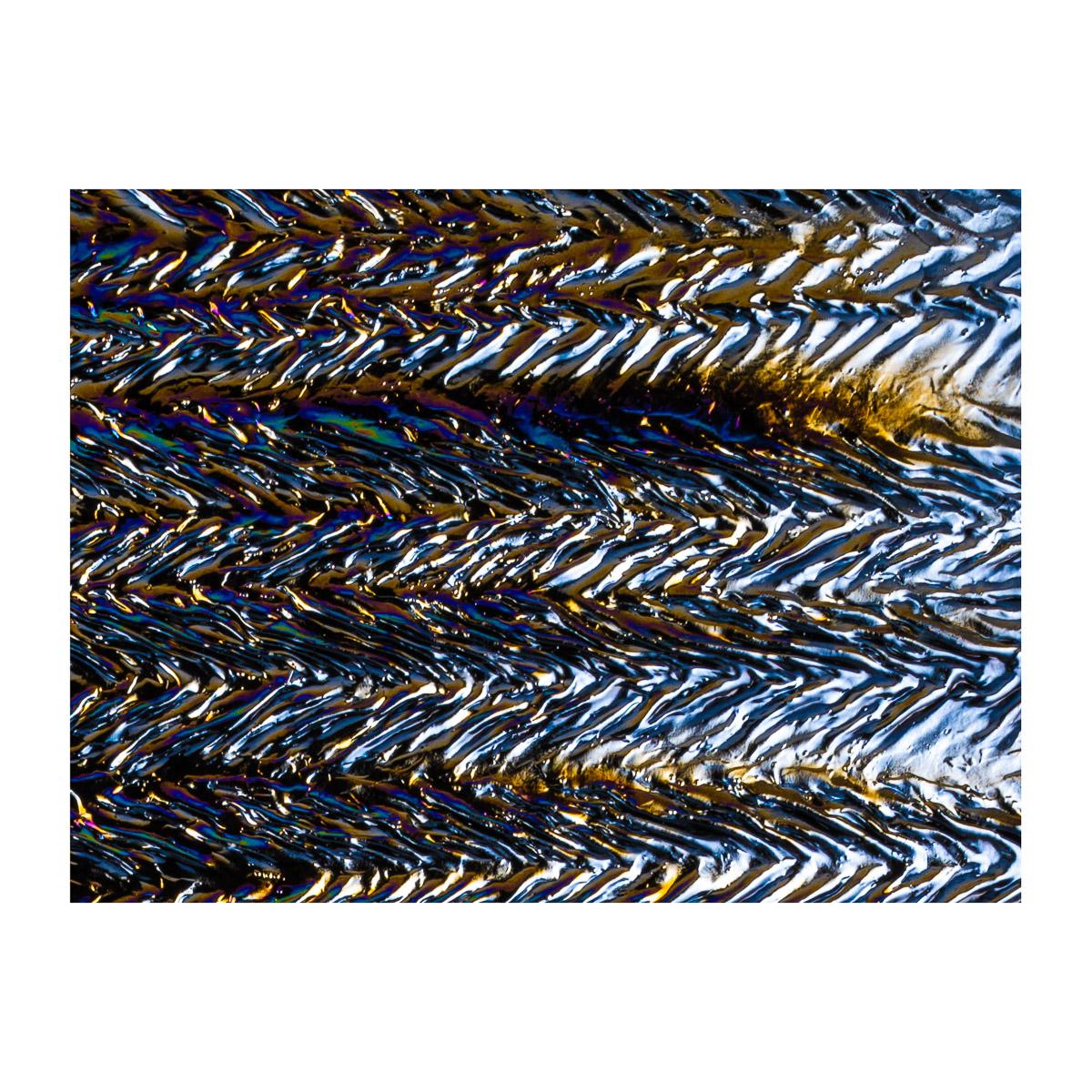 Black Opalescent, Herringbone, Rainbow Iridescent, 3 mm, Fusible