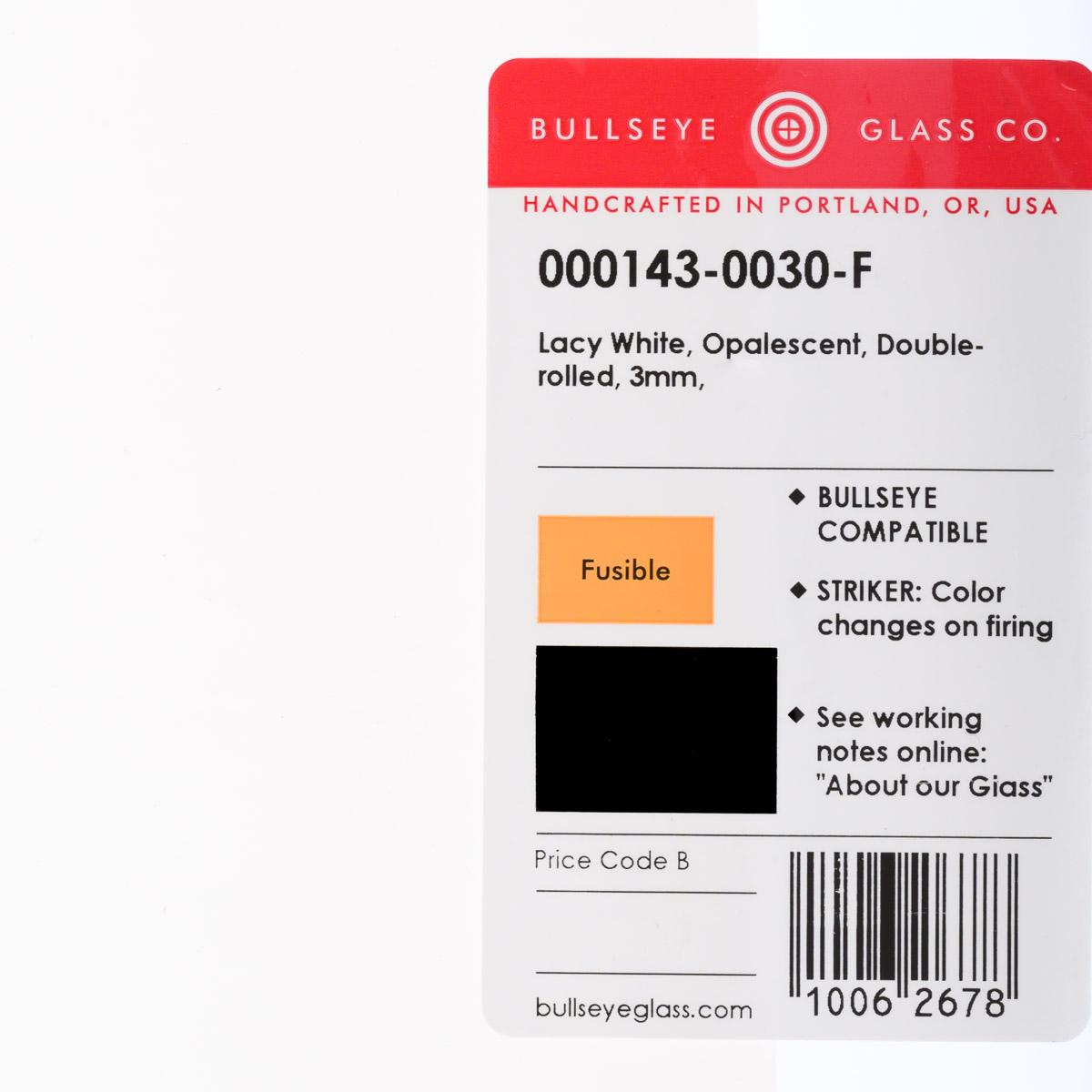 Lacy White Opalescent, Double-rolled, 3 mm, Fusible