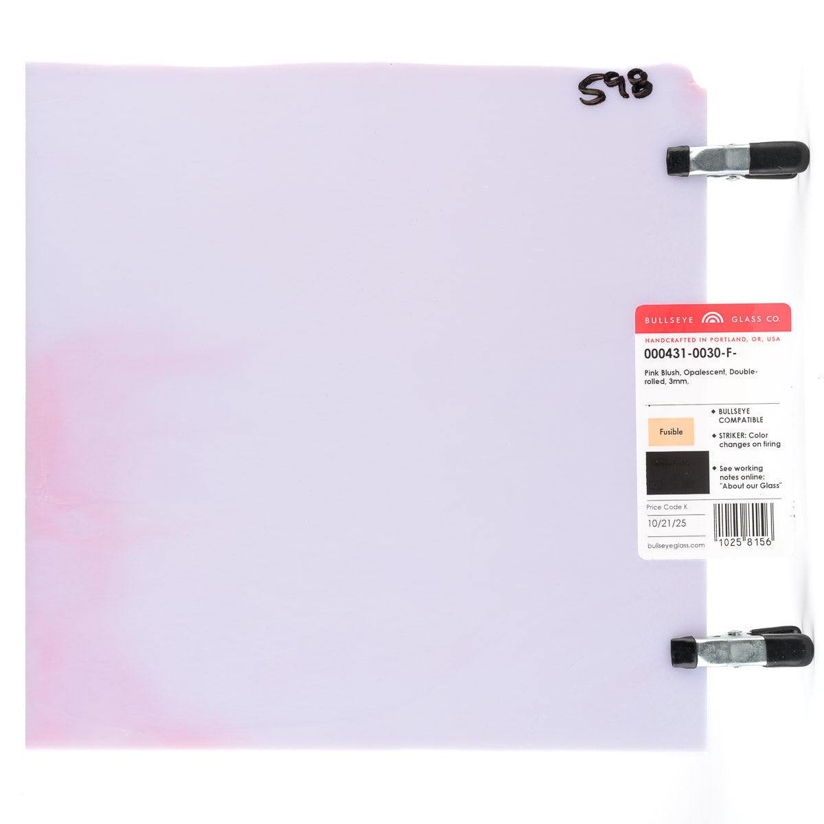 Pink Blush Opalescent, Double-rolled, 3 mm, Fusible