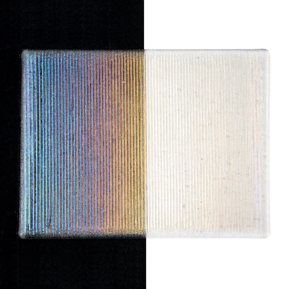 Clear Transparent, Thin, Reeded Texture, Iridescent, rainbow, 2 mm, Fusible