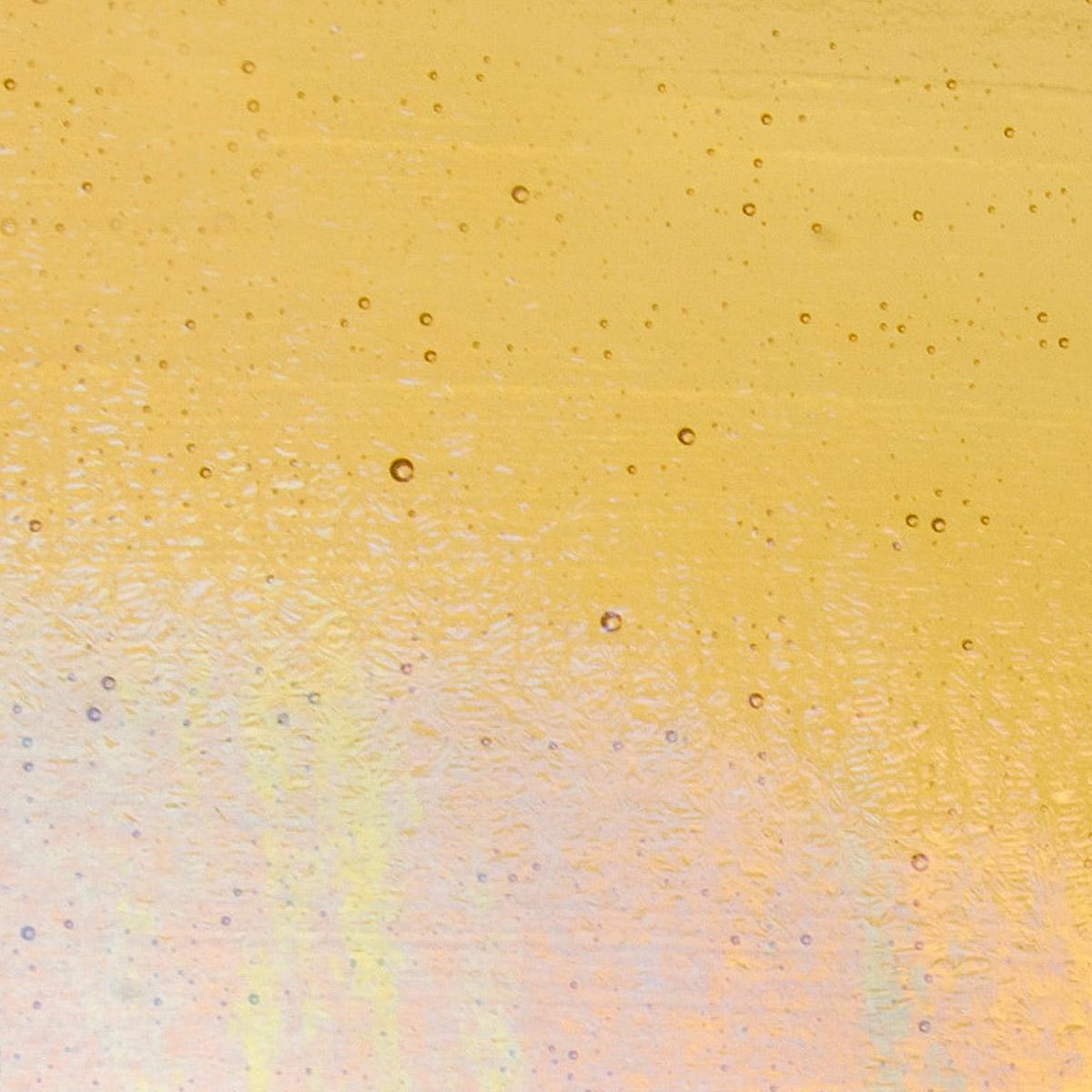 Medium Amber Transparent, Thin-rolled, Iridescent, rainbow, 2 mm, Color Sample, 2x2 in.