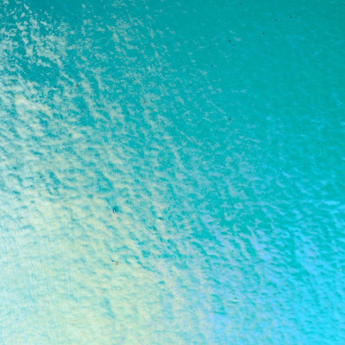 Peacock Blue Transparent, Thin-rolled, Iridescent, rainbow, 2 mm, Color Sample, 2x2 in.