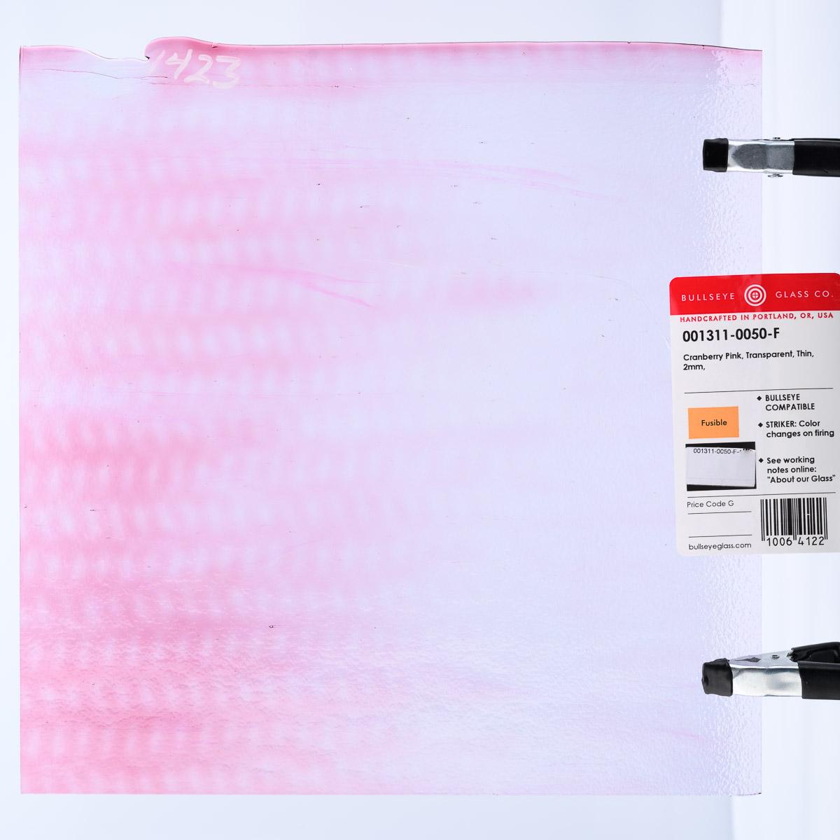 Cranberry Pink Transparent, Thin-rolled, 2 mm, Fusible