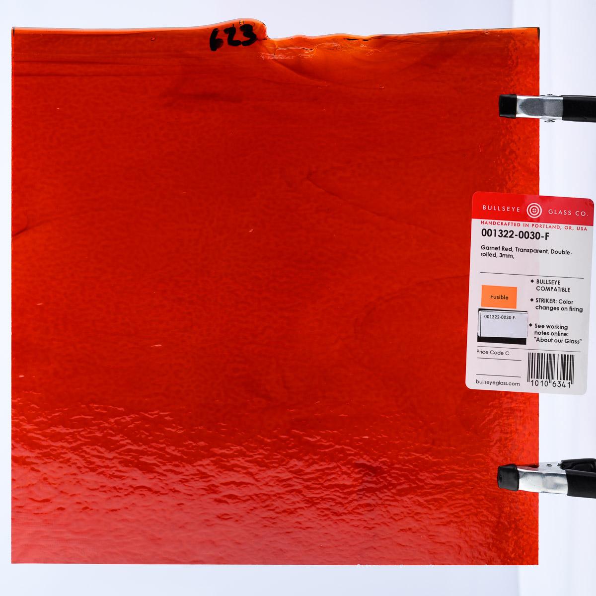 Garnet Red Transparent, Double-rolled, 3 mm, Fusible