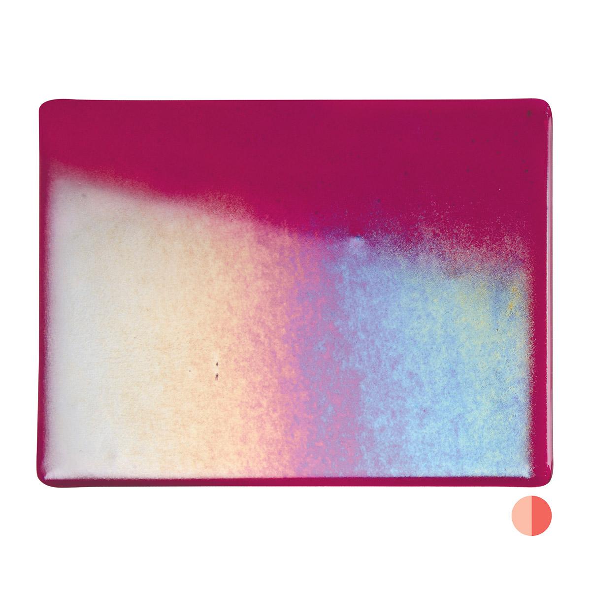 Garnet Red Transparent, Double-rolled, Iridescent, rainbow, 3 mm, Fusible