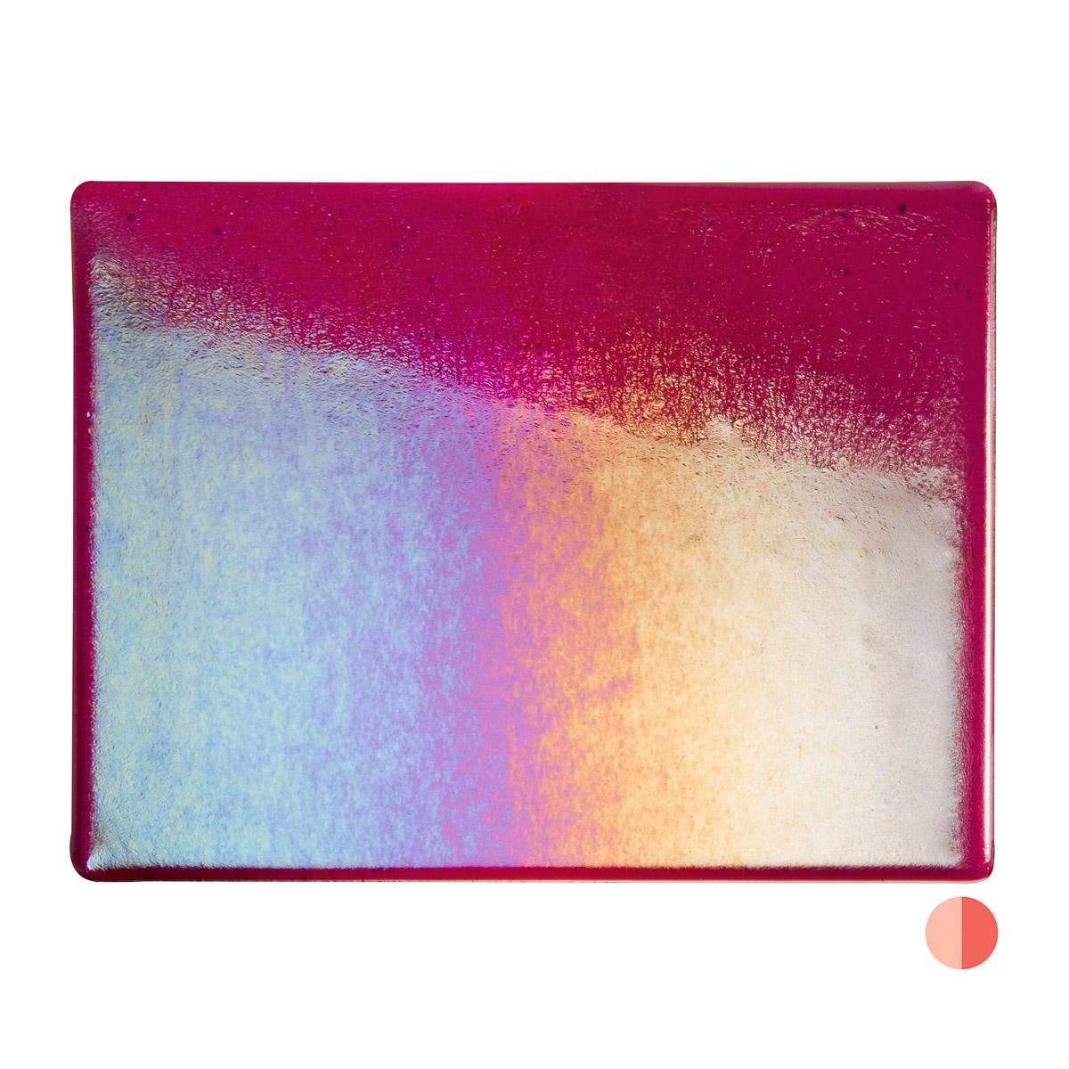 Garnet Red Transparent, Thin-rolled, Iridescent, rainbow, 2 mm, Fusible
