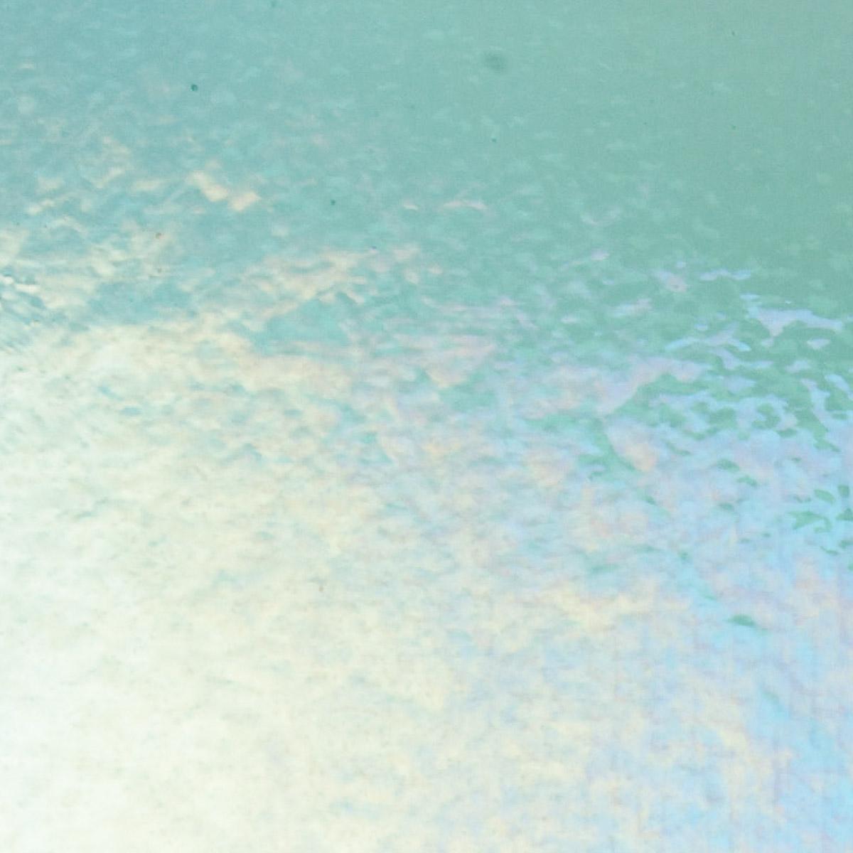 Light Aquamarine Blue Transparent, Double-rolled, Iridescent, rainbow, 3 mm, Color Sample, 2 x 2 in.