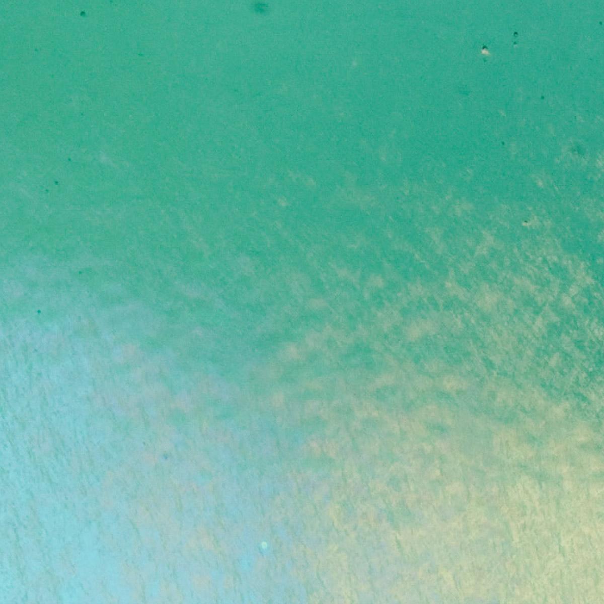 Emerald Green Transparent, Thin-rolled, Iridescent, rainbow, 2 mm, Color Sample, 2 x 2 in.