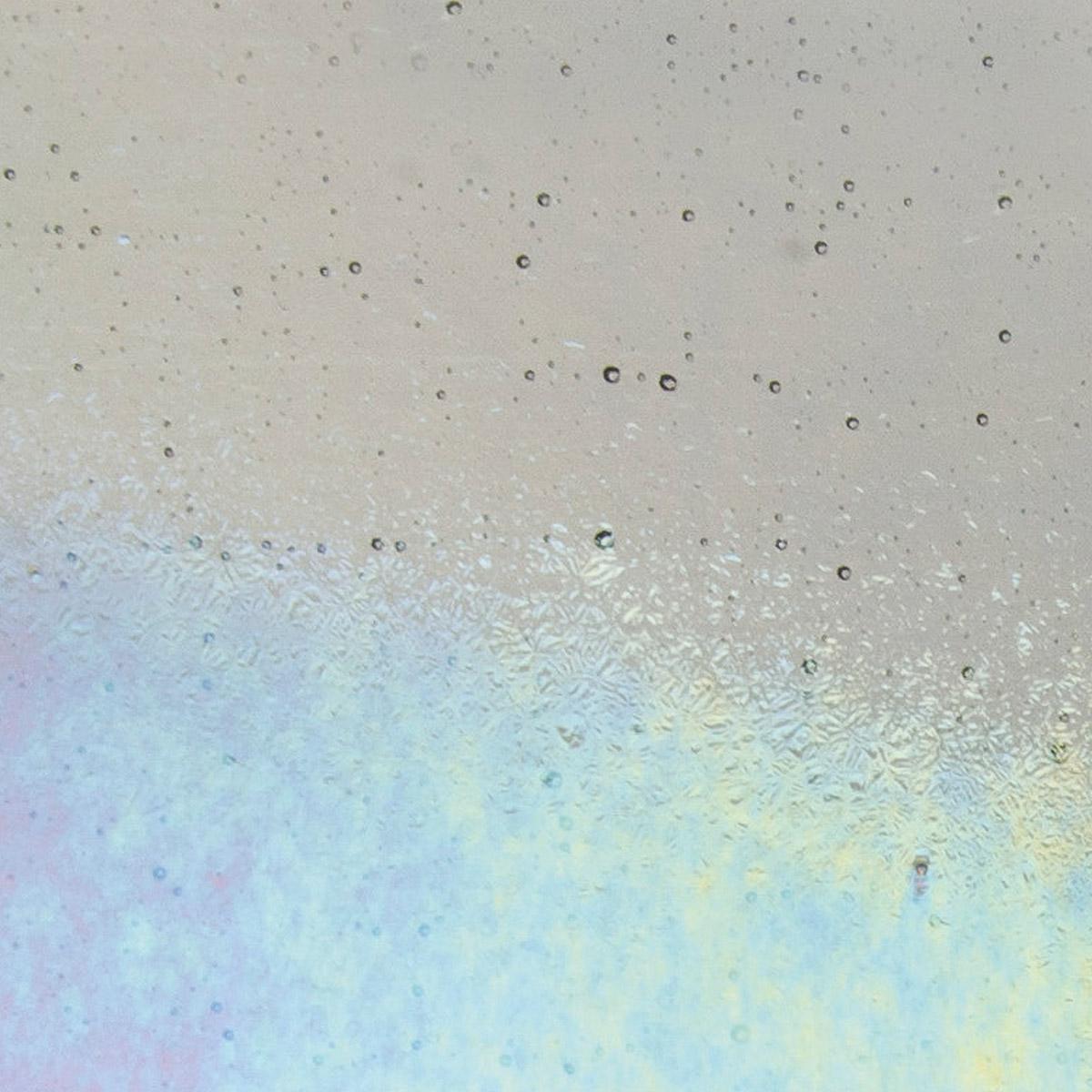 Light Silver Gray Transparent, Double-rolled, Iridescent, rainbow, 3 mm, Color Sample, 2 x 2 in.