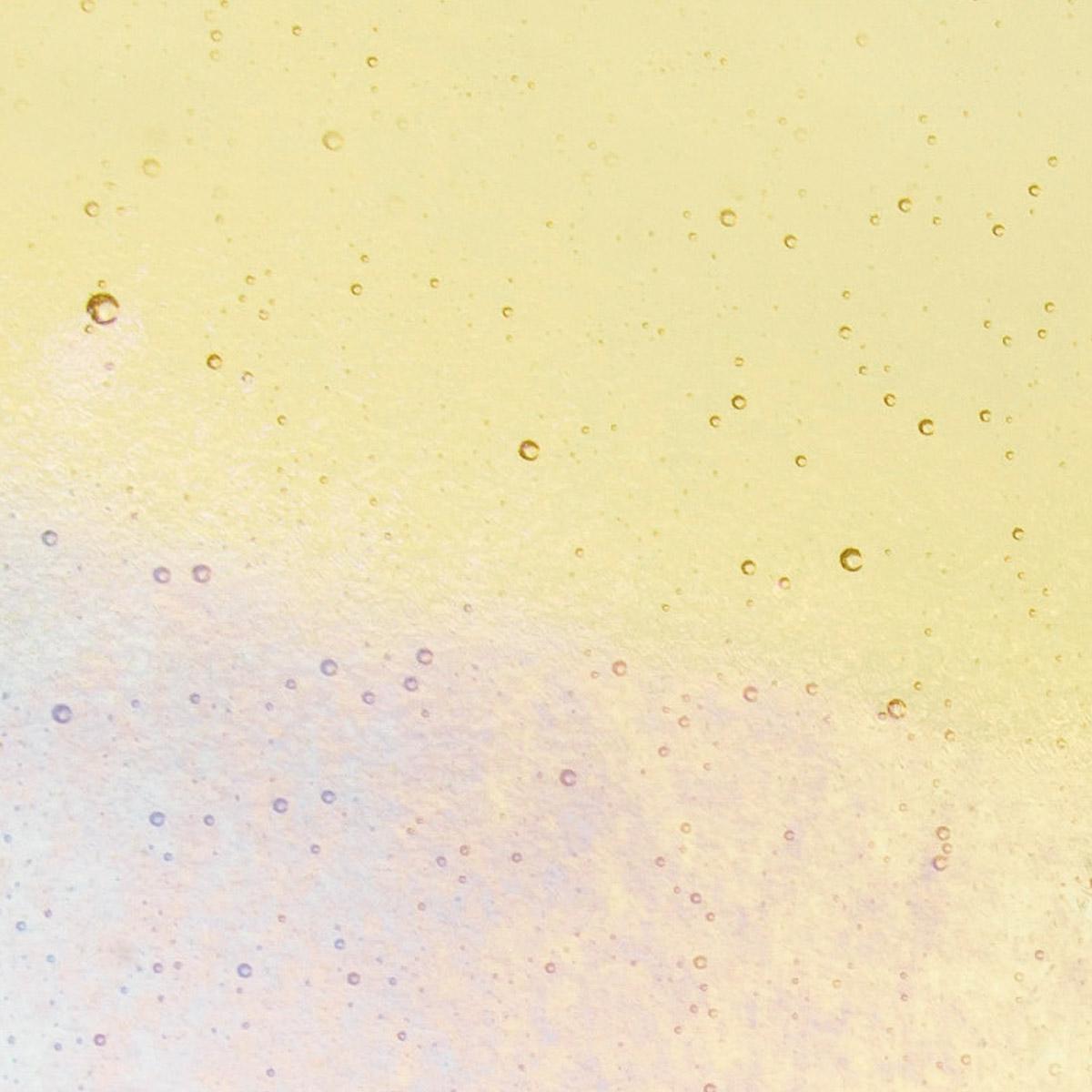 Light Amber Transparent, Double-rolled, Iridescent, rainbow, 3 mm, Color Sample, 2 x 2 in.