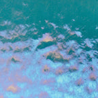 Sea Blue Transparent, Double-rolled, Iridescent, rainbow, 3 mm, Color Sample, 2 x 2 in.