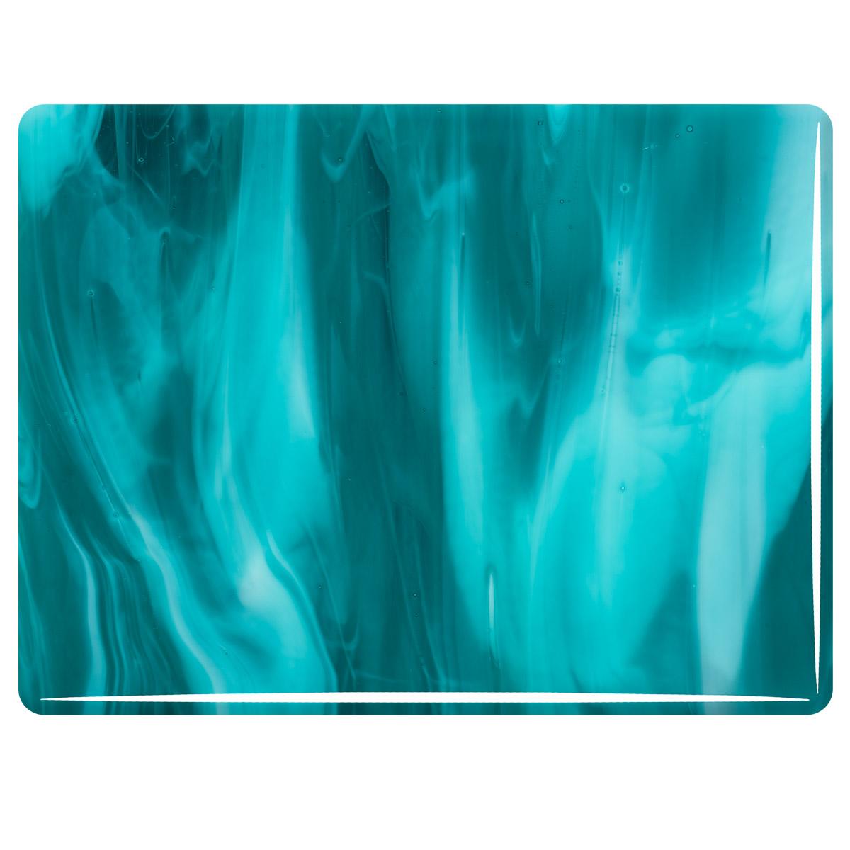 Peacock Blue Transparent, White Opalescent 2-Color Mix, Double-rolled, 3 mm, Fusible