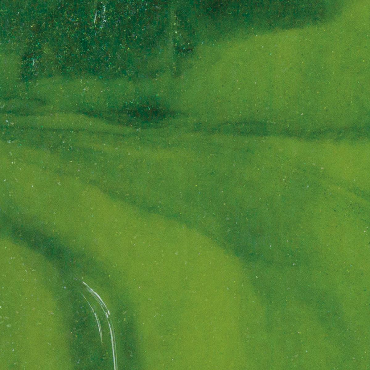 Olive Green Opalescent, Aventurine Green 2-Color Mix, Double-rolled, 3 mm, Color Sample, 2 x 2 in.