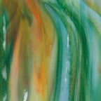 White, Orange Opalescent, Aventurine Green 3+ Color Mix, Single-rolled, 3 mm, Color Sample, 2 x 2 in.