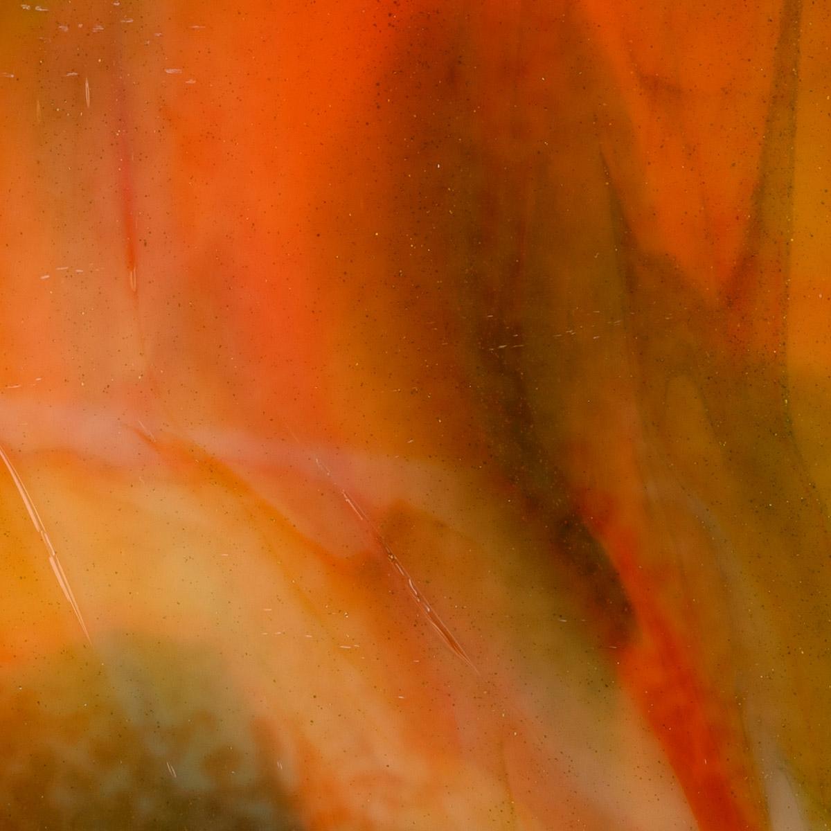 White, Orange Opalescent, Aventurine Green 3+ Color Mix, Double-rolled, 3 mm, Color Sample, 2 x 2 in.