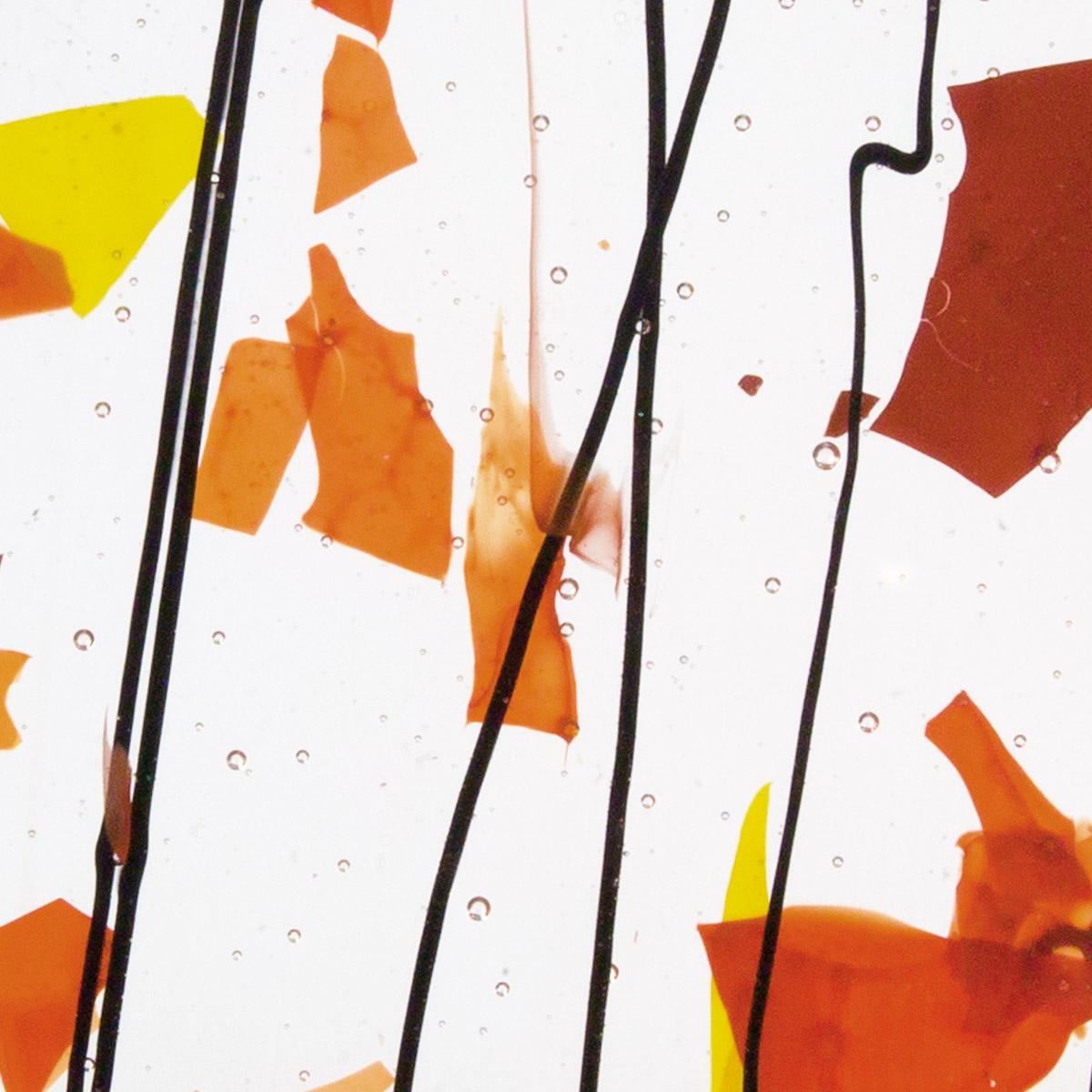 AUTUMN: Orange, Yellow, and Red on Clear Clear Base Collage, Single-rolled, 3 mm, Fusible