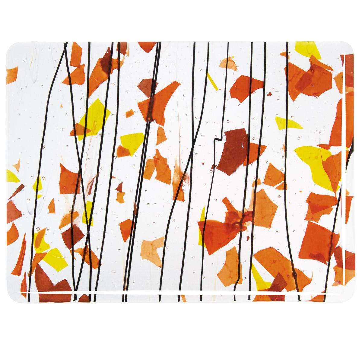 AUTUMN: Orange, Yellow, and Red on Clear Clear Base Collage, Single-rolled, 3 mm, Fusible