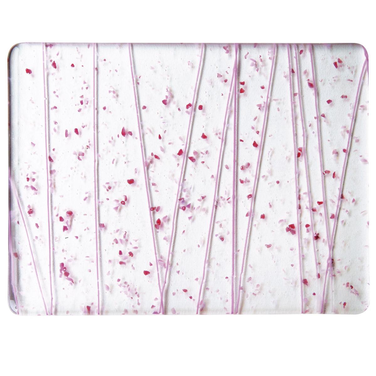 Pink and Cranberry Frit, Pink Streamers Clear Base Collage, Single-rolled, 3 mm, Fusible