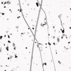 Gray and Black Frit, White Streamers Clear Base Collage, Single-rolled, 3 mm, Color Sample, 2 x 2 in.