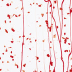 Red Frit, Red Streamers Clear Base Collage, Single-rolled, 3 mm, Color Sample, 2 x 2 in.