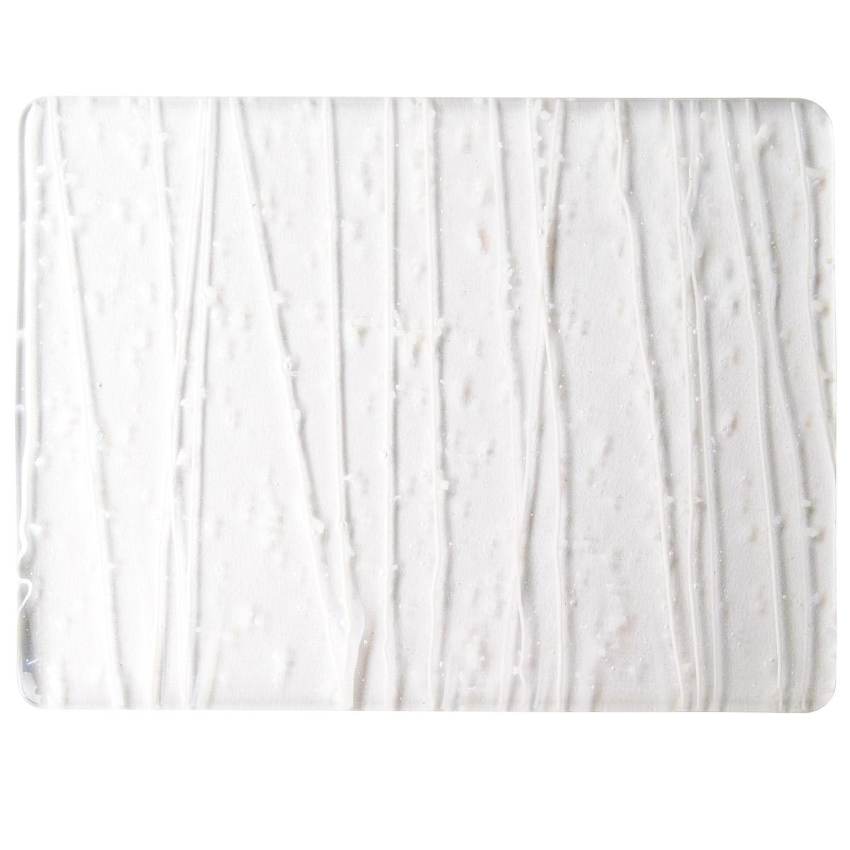 Vanilla and White Frit, Vanilla and White Streamers Clear Base Collage, Single-rolled, 3 mm, Fusible