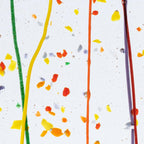 Rainbow Frit and Streamers on Clear Clear Base Collage, Single-rolled, 3 mm, Color Sample, 2 x 2 in.