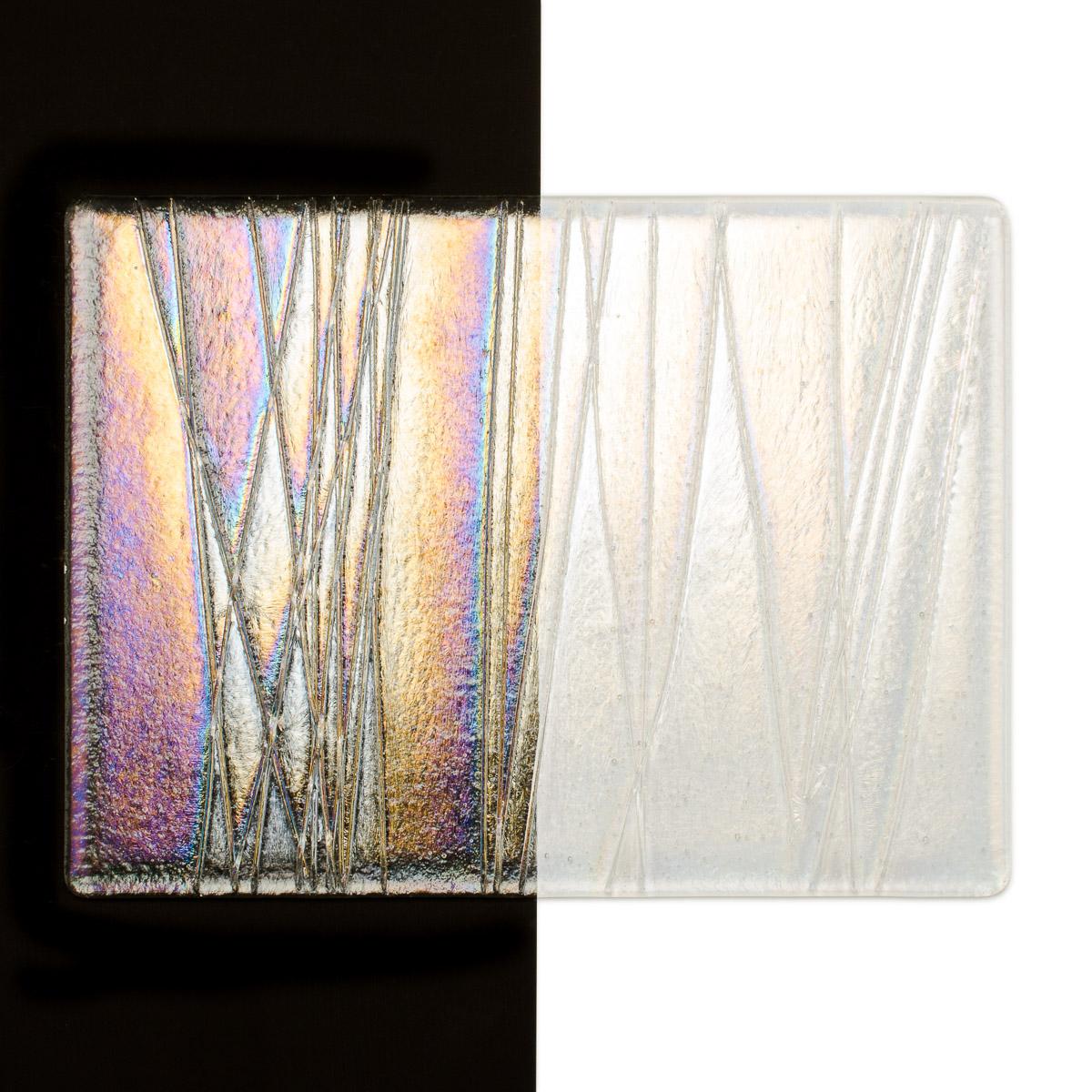 Clear with Clear Streamers Clear Base Collage, Double-rolled, Iridescent, rainbow, 3 mm, Fusible