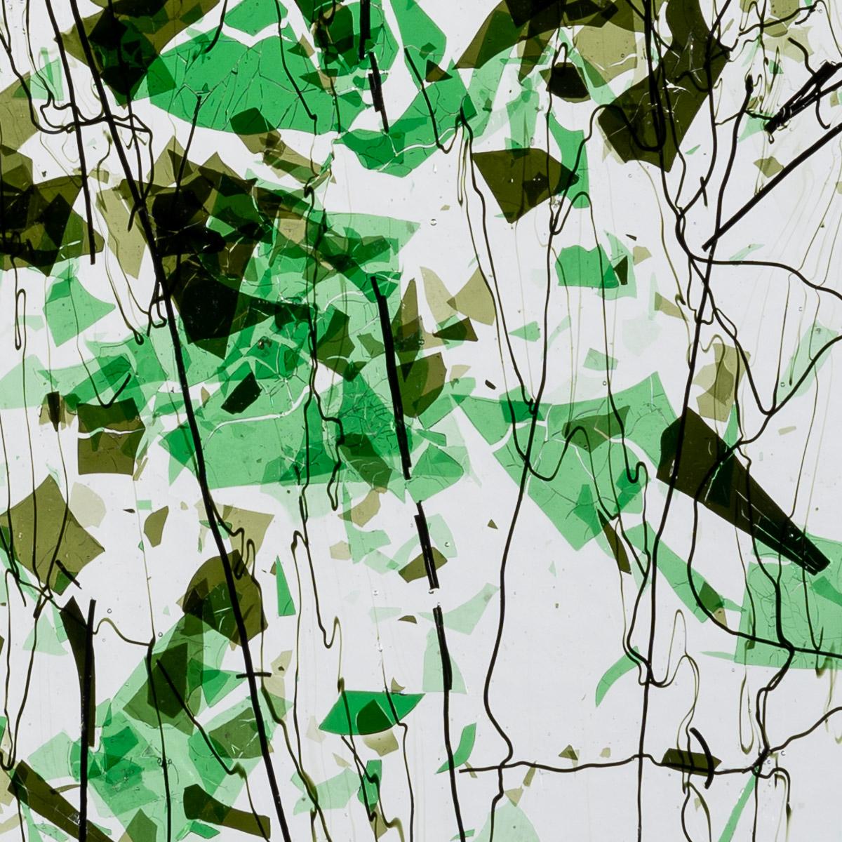 Green Fracture w/Line Cast Green Streamers on Clear Clear Base Collage ...