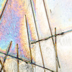 Black Chopstix Clear Base Collage, Double-rolled, Iridescent, rainbow, 3 mm, Color Sample, 2 x 2 in.