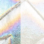 Clear Chopstix Clear Base Collage, Double-rolled, Iridescent, rainbow, 3 mm, Color Sample, 2 x 2 in.