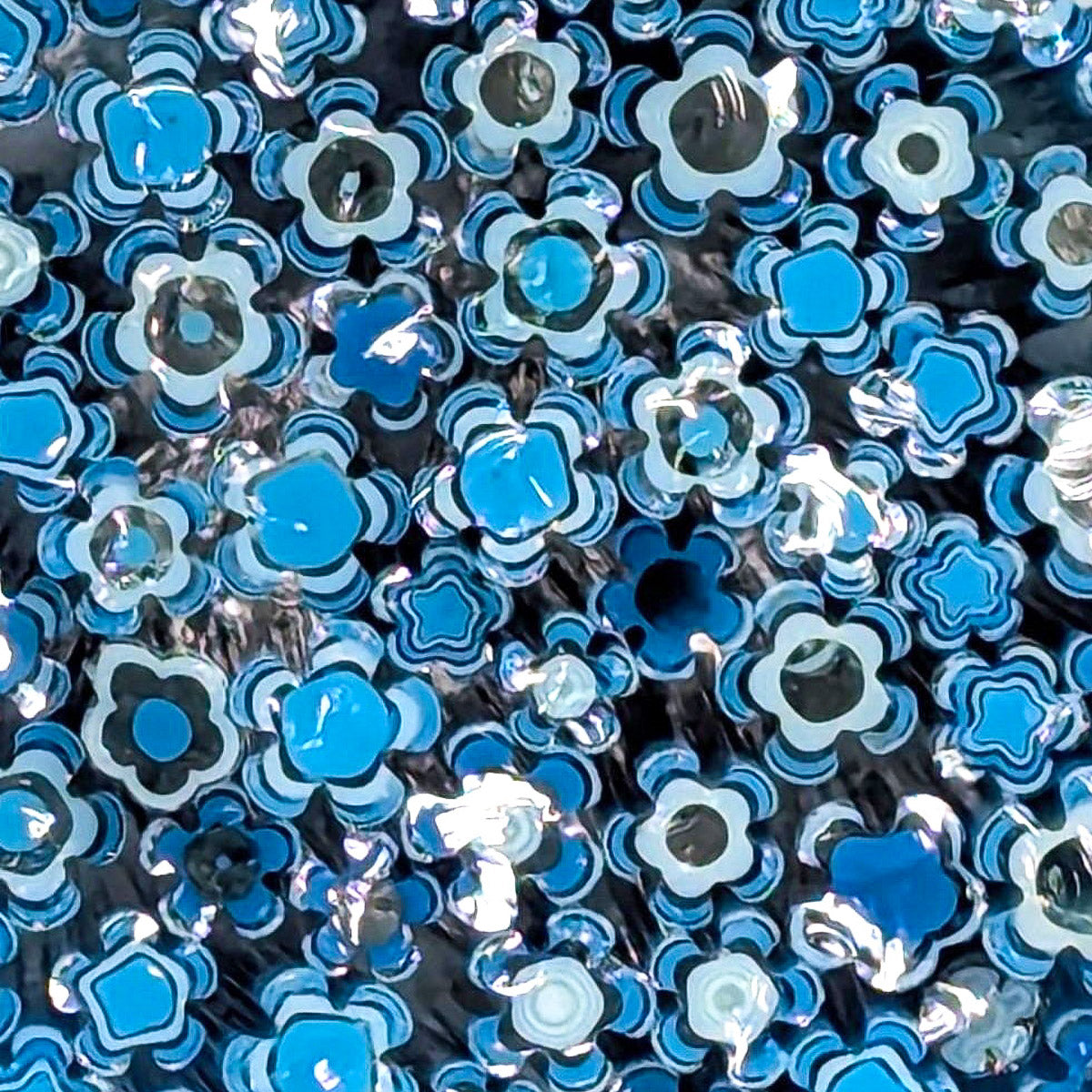 Murrine Sticks, Egyptian Blue and Light Cyan Flowers, Pack