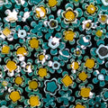 Murrine Sticks, Teal and Marigold Flowers, Pack
