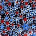 Murrine Sticks, Periwinkle and Red Flowers, Pack