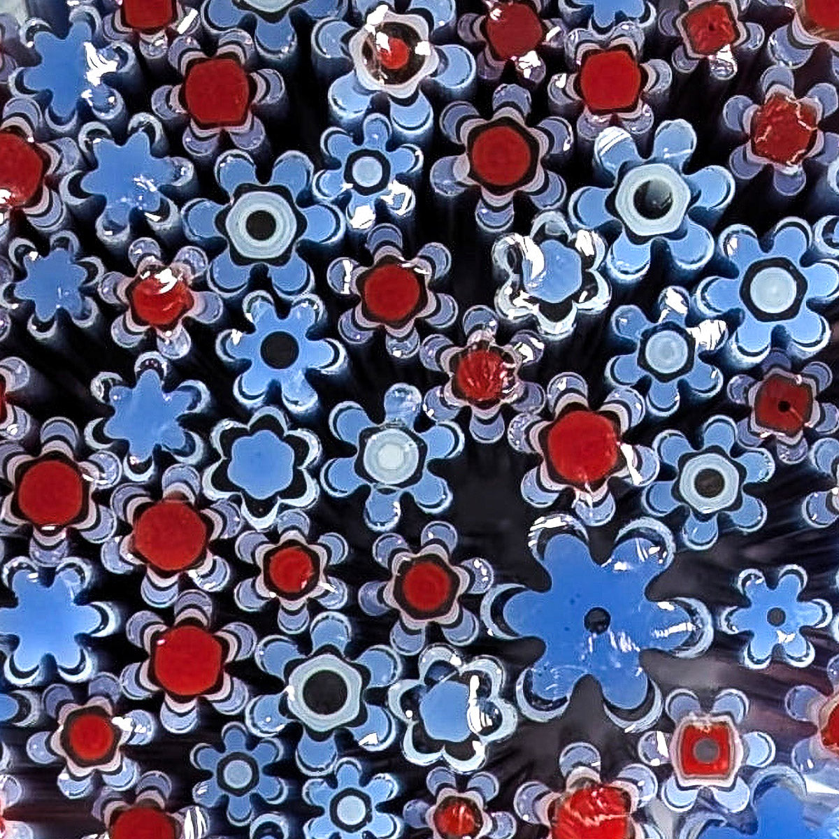 Murrine Sticks, Periwinkle and Red Flowers, Pack