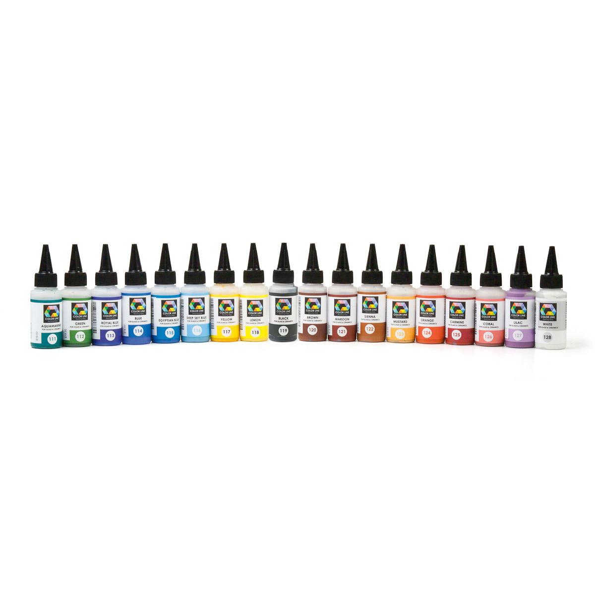 Color Line, Basic set, 18 x 2.2 oz (62 g), 1 Tip Set, 1 Empty Bottle for Mixing