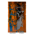 Burnt Orange Opalescent with Steel Blue Opalescent Drizzle, 2-Color Mix, Double-rolled, 3 mm, Fusible