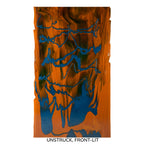 Burnt Orange Opalescent with Steel Blue Opalescent Drizzle, 2-Color Mix, Double-rolled, 3 mm, Fusible