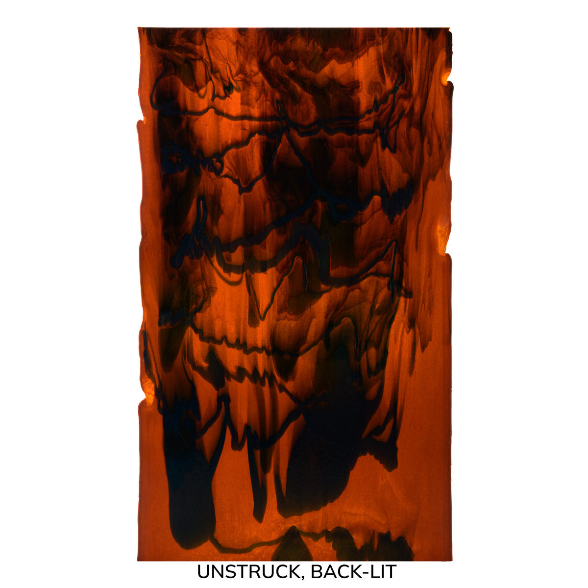 Burnt Orange Opalescent with Steel Blue Opalescent Drizzle, 2-Color Mix, Double-rolled, 3 mm, Fusible