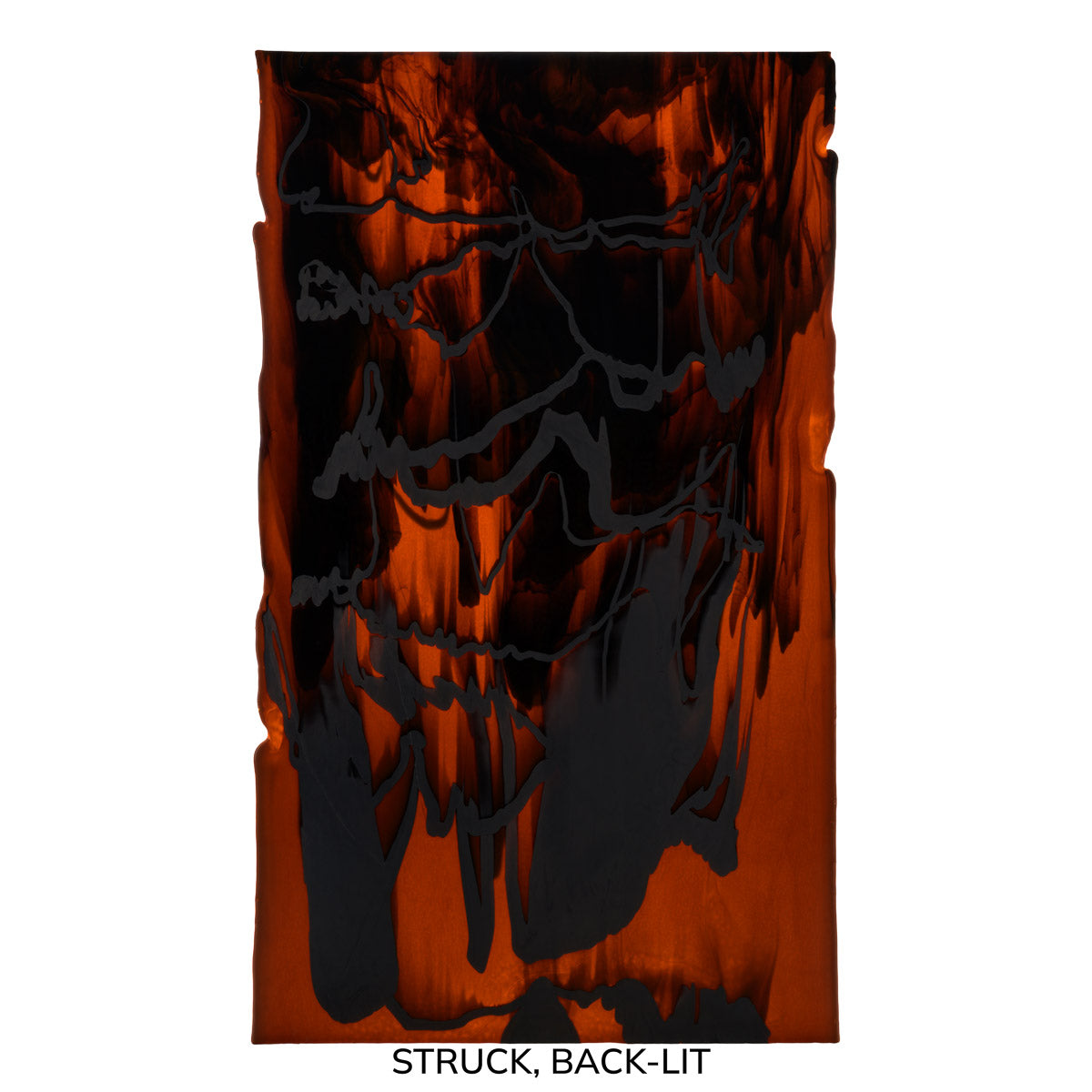Burnt Orange Opalescent with Steel Blue Opalescent Drizzle, 2-Color Mix, Double-rolled, 3 mm, Fusible