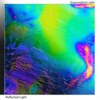 Dichro on Clear, Fusion, Green/Magenta Blue Transparent, Thin-rolled, 2 mm, Fusible, 3 x 3 in.