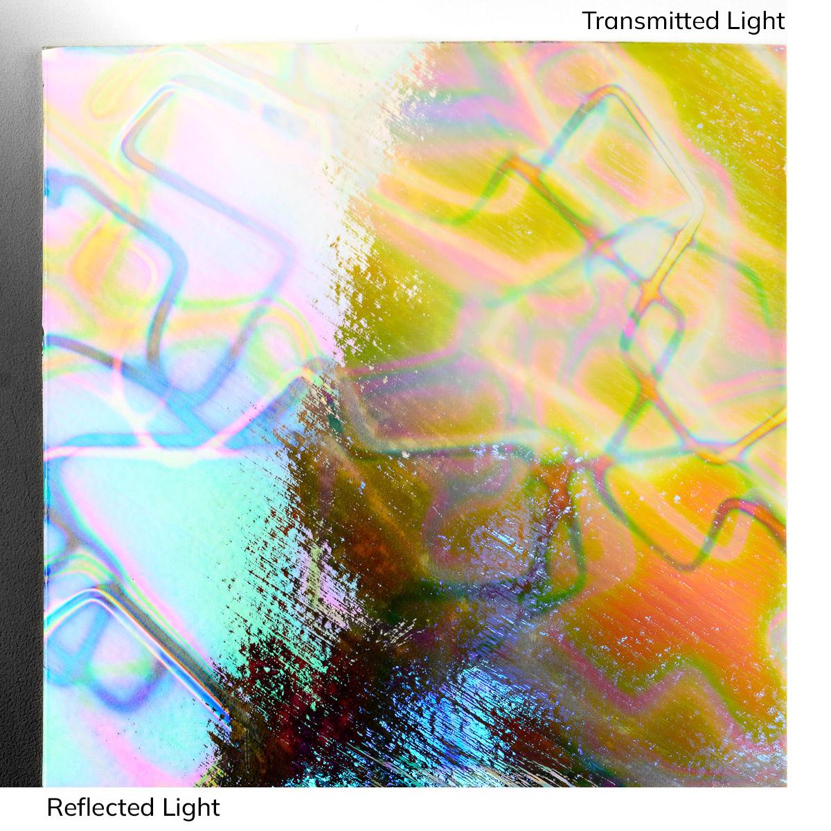 Dichro on Clear, Fusion, Mixture Transparent, Thin-rolled, 2 mm, Fusible, 3 x 3 in.