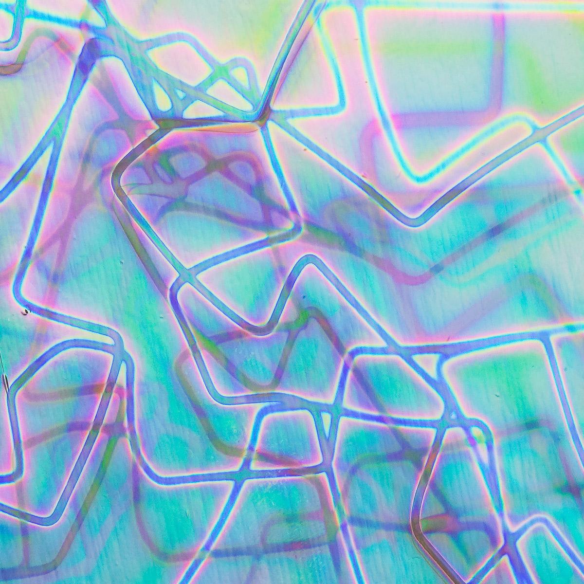 Dichro on Clear, Fusion, Mixture Transparent, Thin-rolled, 2 mm, Fusible, 3 x 3 in.