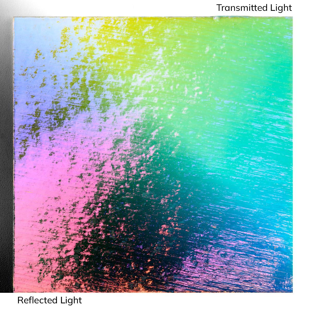 Dichro on Clear, Gradient Transparent, Thin-rolled, 2 mm, Fusible, 3 x 3 in.