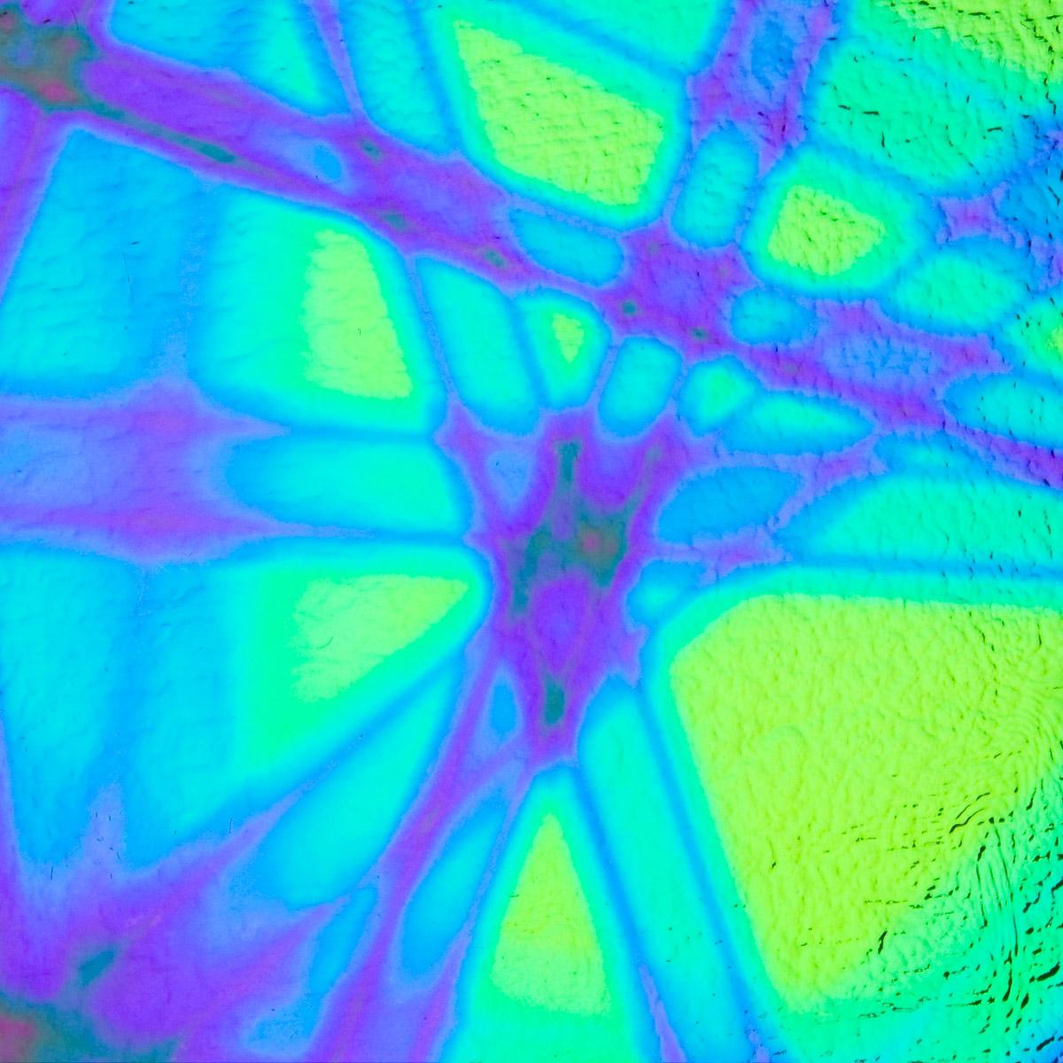 Dichro on Black, Pixie Stix, Emerald Opalescent, Thin-rolled, 2 mm, Fusible, 3 x 3 in.