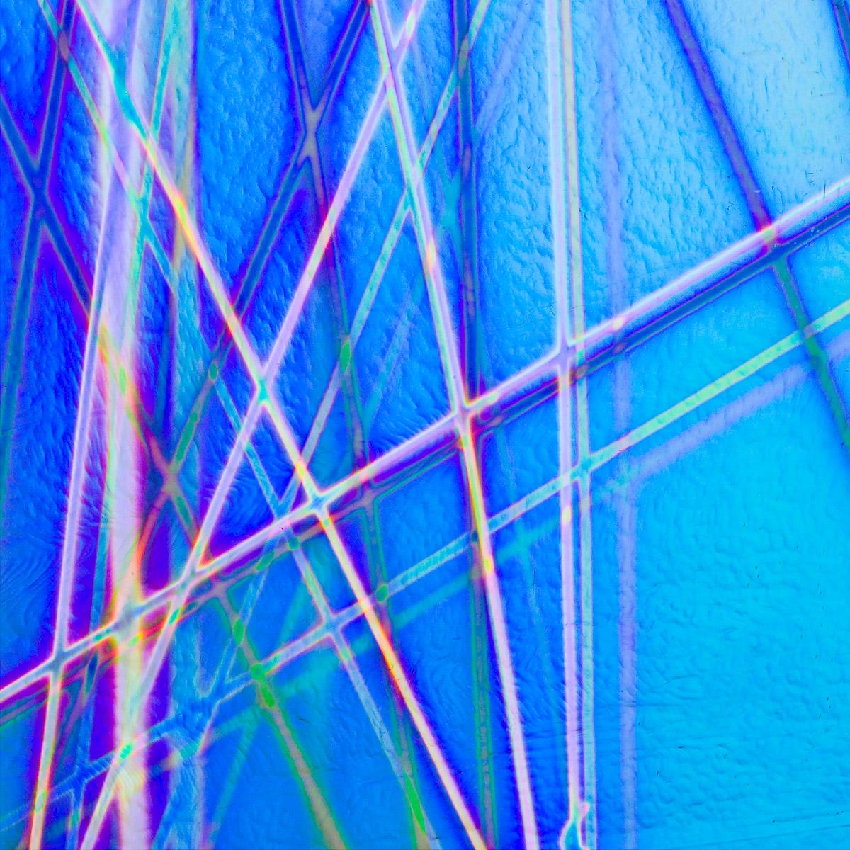 Dichro on Black, Pixie Stix, Mixture Opalescent, Thin-rolled, 2 mm, Fusible, 3 x 3 in.