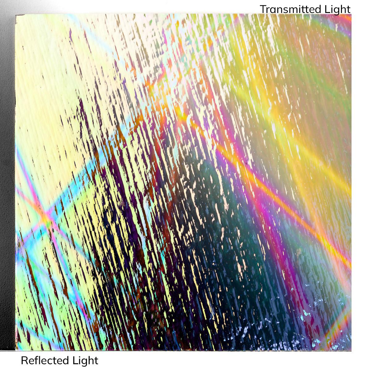 Dichro on Clear, Pixie Stix, Mixture Transparent, Thin-rolled, 2 mm, Fusible, 3 x 3 in.