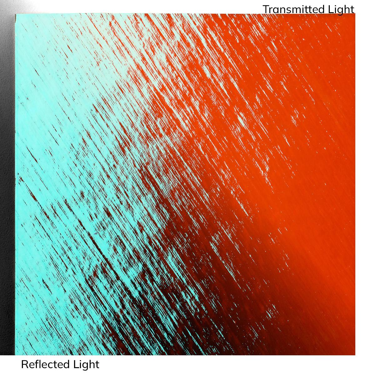 Dichro on Clear, Red/Silver Blue Transparent, Thin-rolled, 2 mm, Fusible, 3 x 3 in.